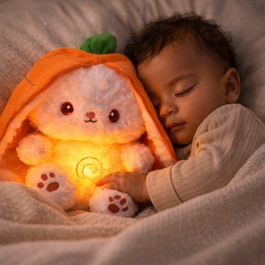 Carrot Bunny | Breathing Plush for Anxiety & Sleep lights of the galaxy