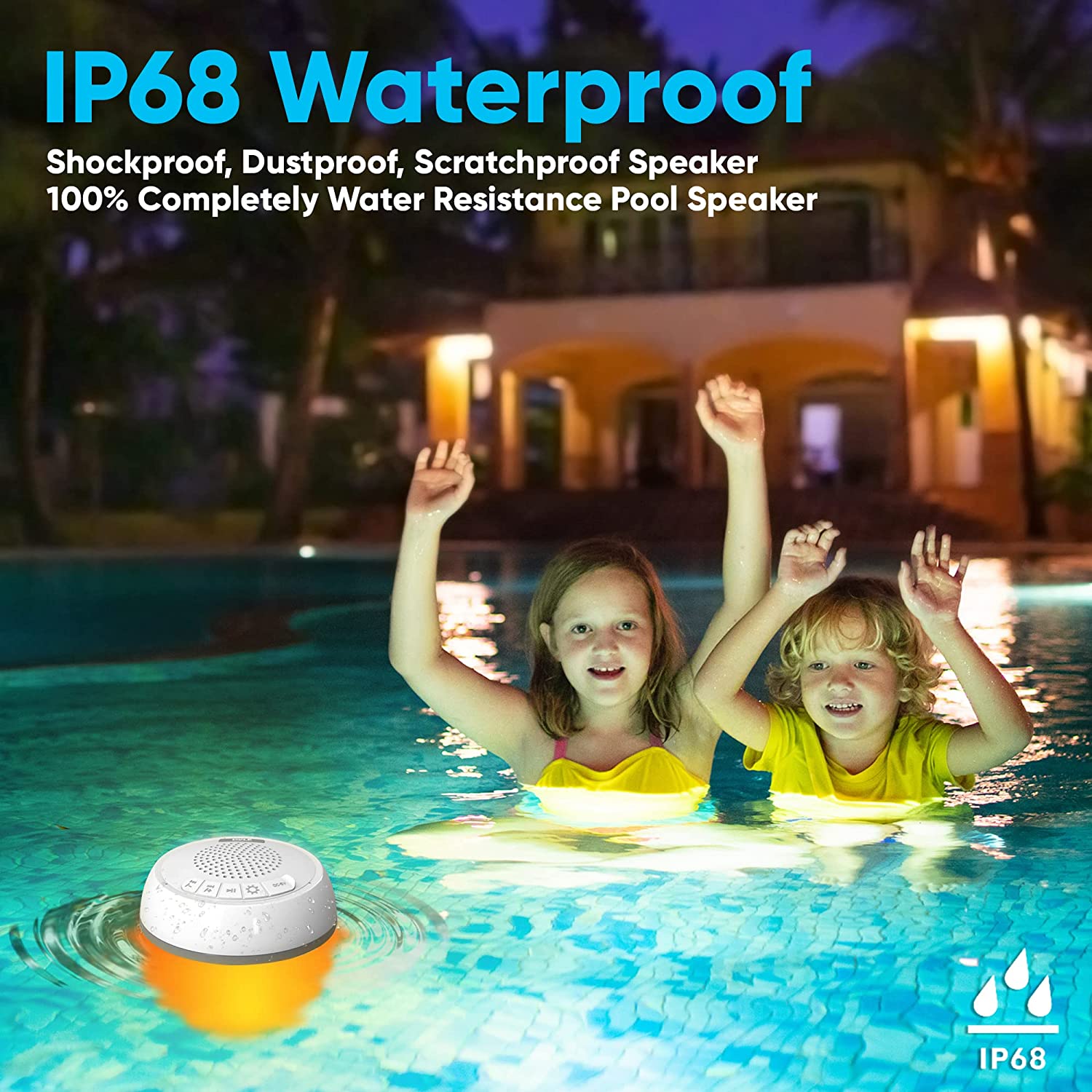 Agua Floating Waterproof Speaker with RGB LED Light lights of the galaxy